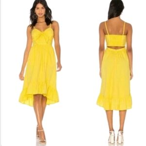 ❌Joie Clorinda Yellow Cutout Poplin Dress Size 8 Tie Front